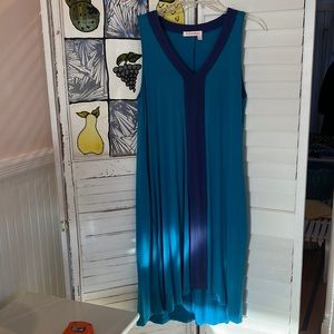 Fresh Produce Blue/Green Rayon Dress With Pockets